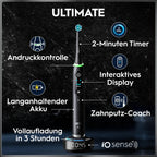 Elektrische Zahnbürste iO Series 10 mit iO Sense Ladestation, 3 Aufsteckbürsten, Lade-Reise-Etui und 7 Putzmodi in Cosmic Black