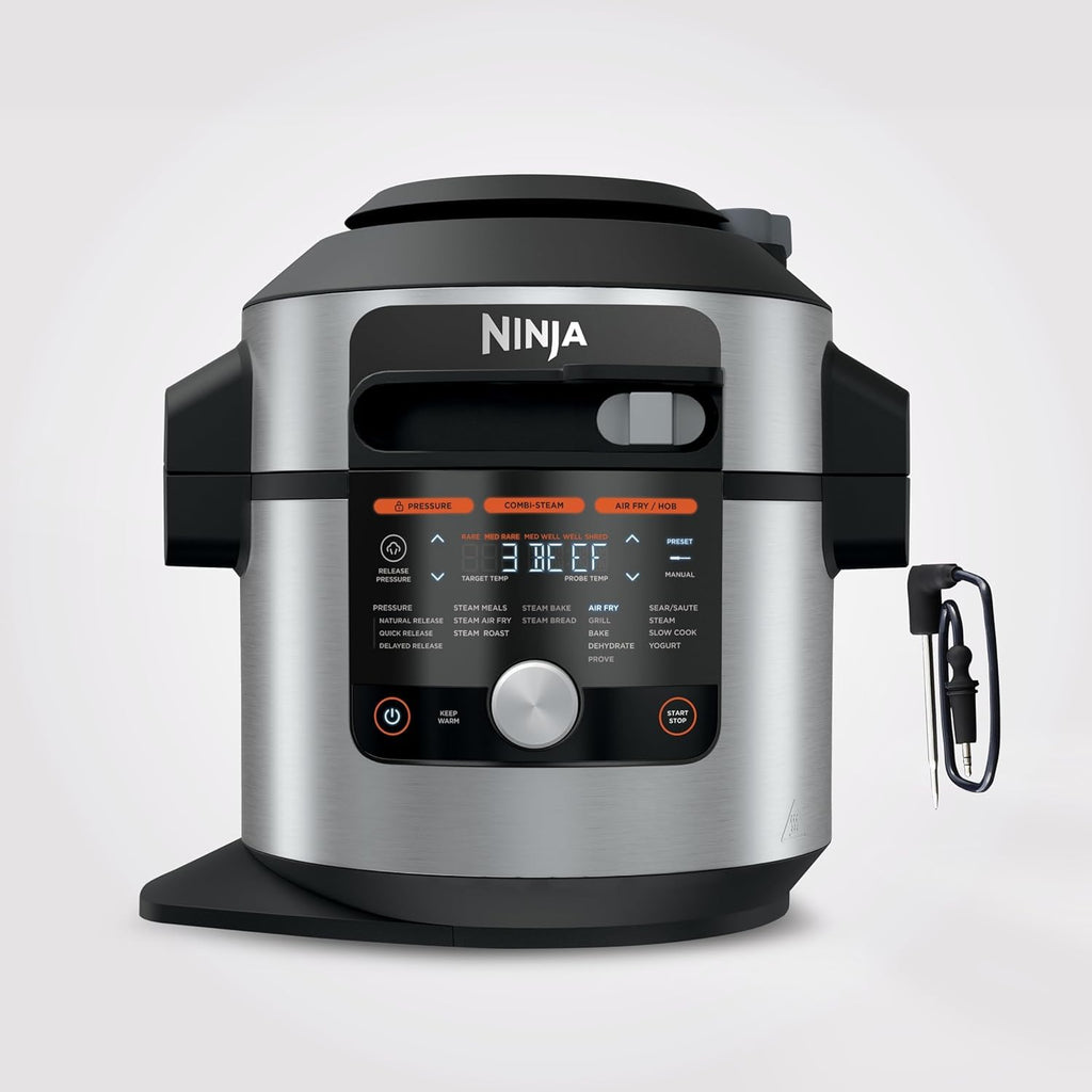 Multikocher 7,5 L mit SmartLid und 14-in-1-Funktionen, Schnellkochtopf, Heißluftfritteuse und digitalem Temperaturfühler, Edelstahl