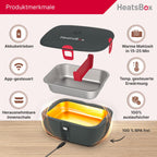 Elektrische Lunchbox mit Akku und App-Steuerung, 925 ml Edelstahl-Innenschale, auslaufsicher, 100 Watt