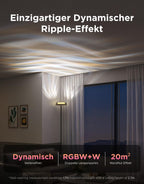 Stehlampe Deckenfluter mit RGBICWW-Wellenbeleuchtung, 330° drehbarer Lampenkopf, 1000 lm, 2700-6500 K, Alexa und Matter