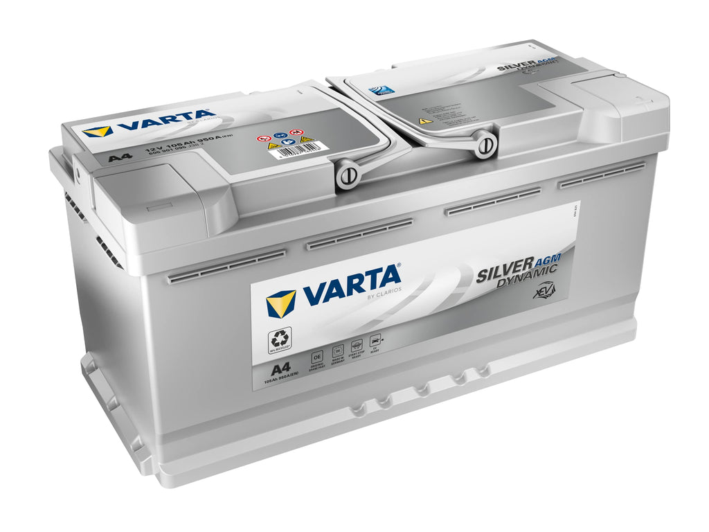 AGM Autobatterie 12 V 105 Ah 950 A A4 Start-Stopp xEV Starterbatterie 6 Zellen SAE-Klemme 394 x 175 x 190 mm