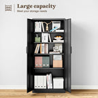 Aktenschrank abschließbar mit 2 Türen und 4 verstellbaren Einlegeböden, Stahlschrank 170x78x39 cm in Schwarz