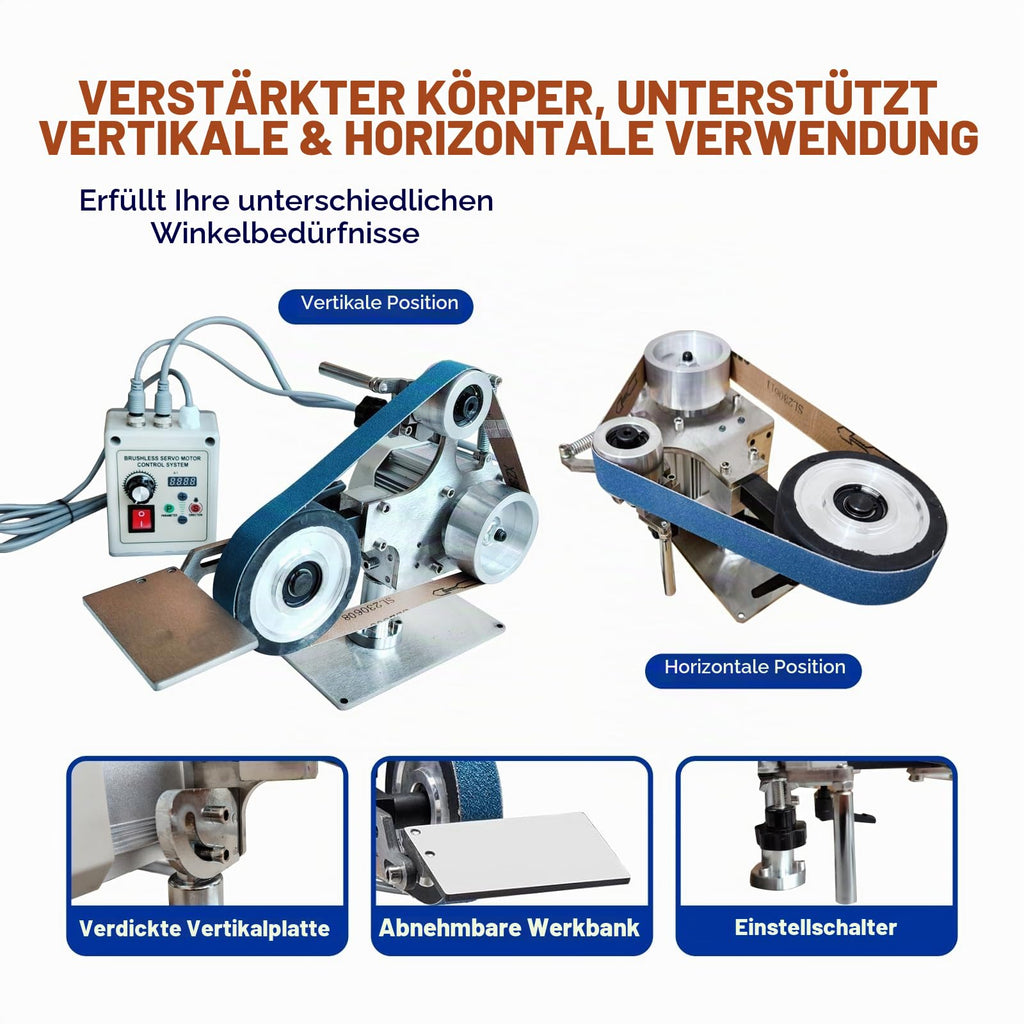 Bandschleifer 550 W mit 3 Schleifbändern 76,2 x 2,5 cm, Körnung 100/180/240, für Metall und Holz, Modell JLD10-8