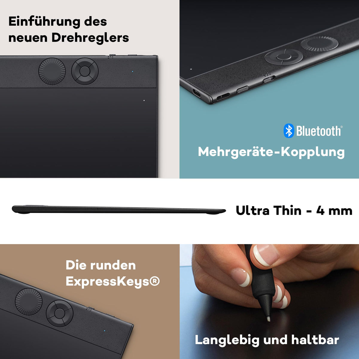 Grafiktablett Intuos Pro Medium 8192 Druckstufen Bluetooth USB mit Pro Pen 3 ExpressKeys 263 x 148 mm aktive Fläche