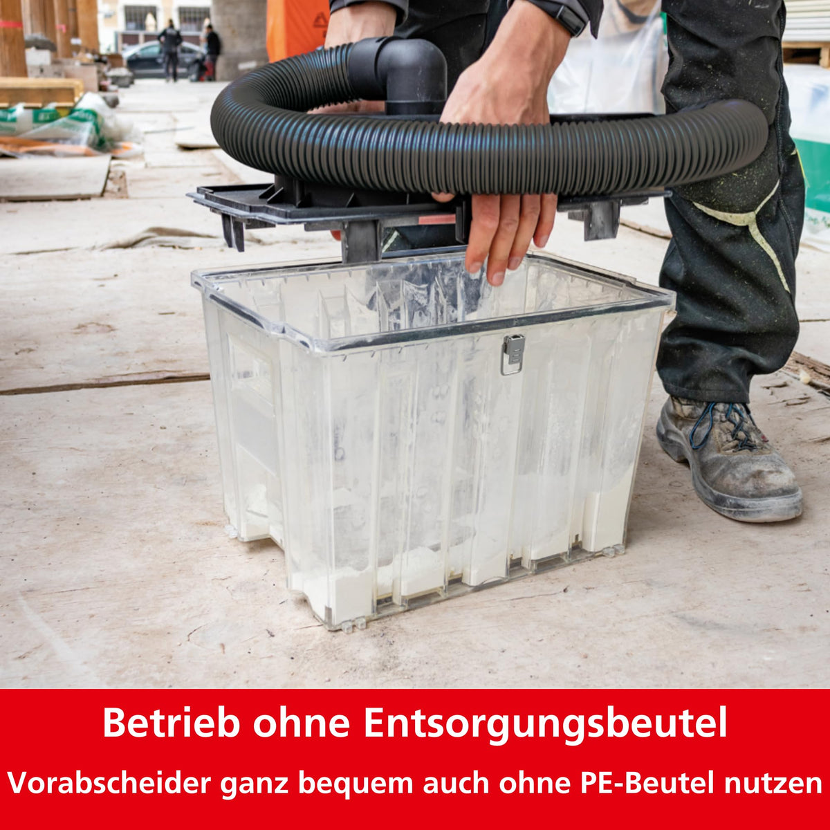 Vorabscheider Zyklonabscheider für Staubsauger, 25 L Behälter mit 35 mm Schlauchanschluss, antistatisch, inkl. Verbindungsschlauch und