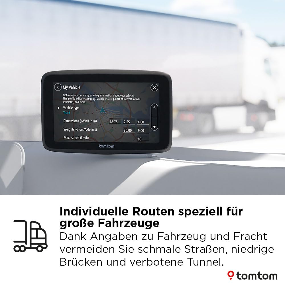 LKW-Navi GO Professional 2. Generation mit 6-Zoll-Touchscreen, Europa-Karten und Echtzeit-Verkehrsinfos für LKW, Transporter und Busse