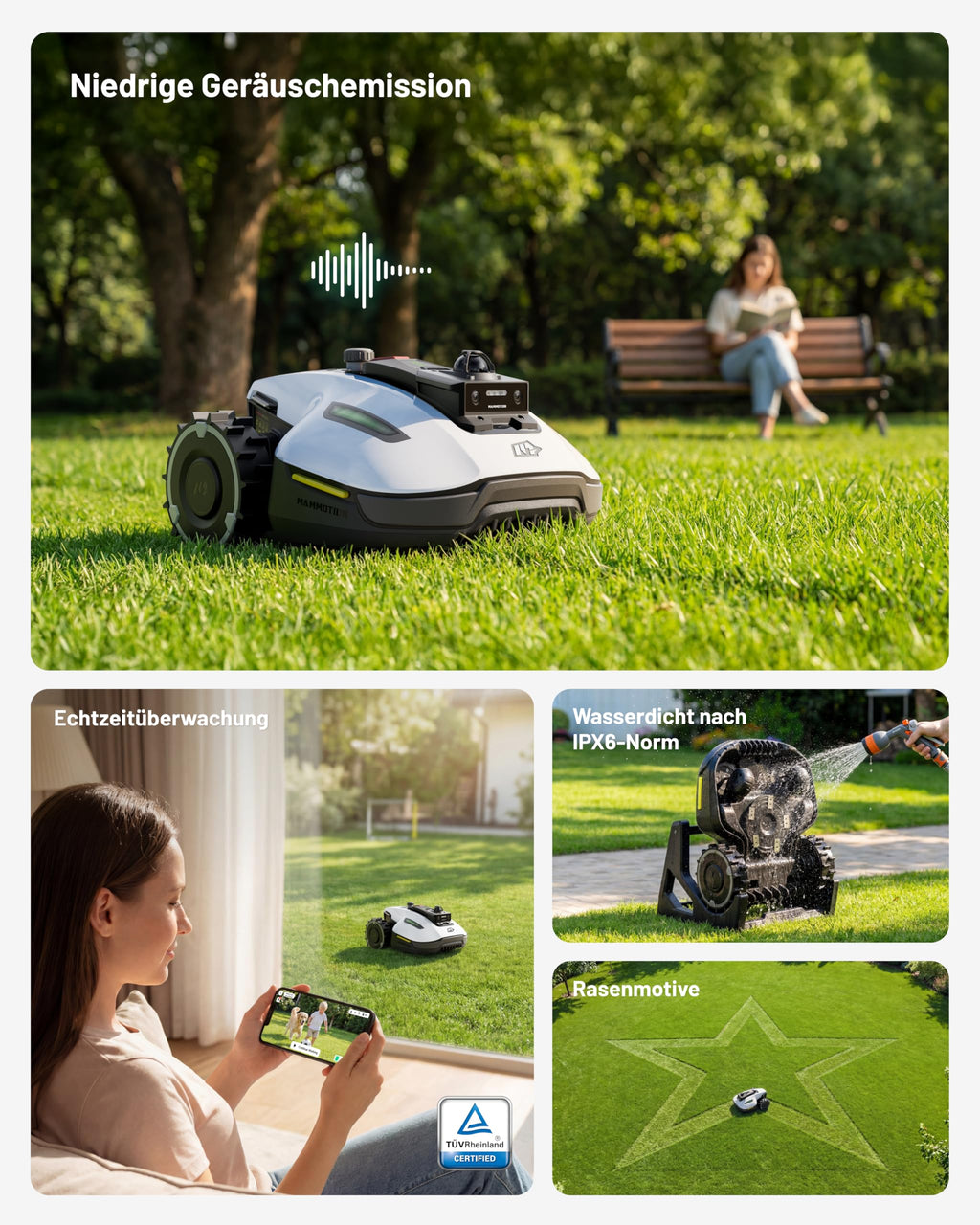 Mähroboter YUKA mini 2 800 mit 360°-LiDAR-Navigation ohne Begrenzungskabel, 190 mm Schnittbreite