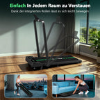 Klappbares Laufband für Zuhause bis 12 km/h mit 2,75 PS Motor und 9 % Steigung, leises Walking Pad mit App und Lautsprechern, bis 160 kg