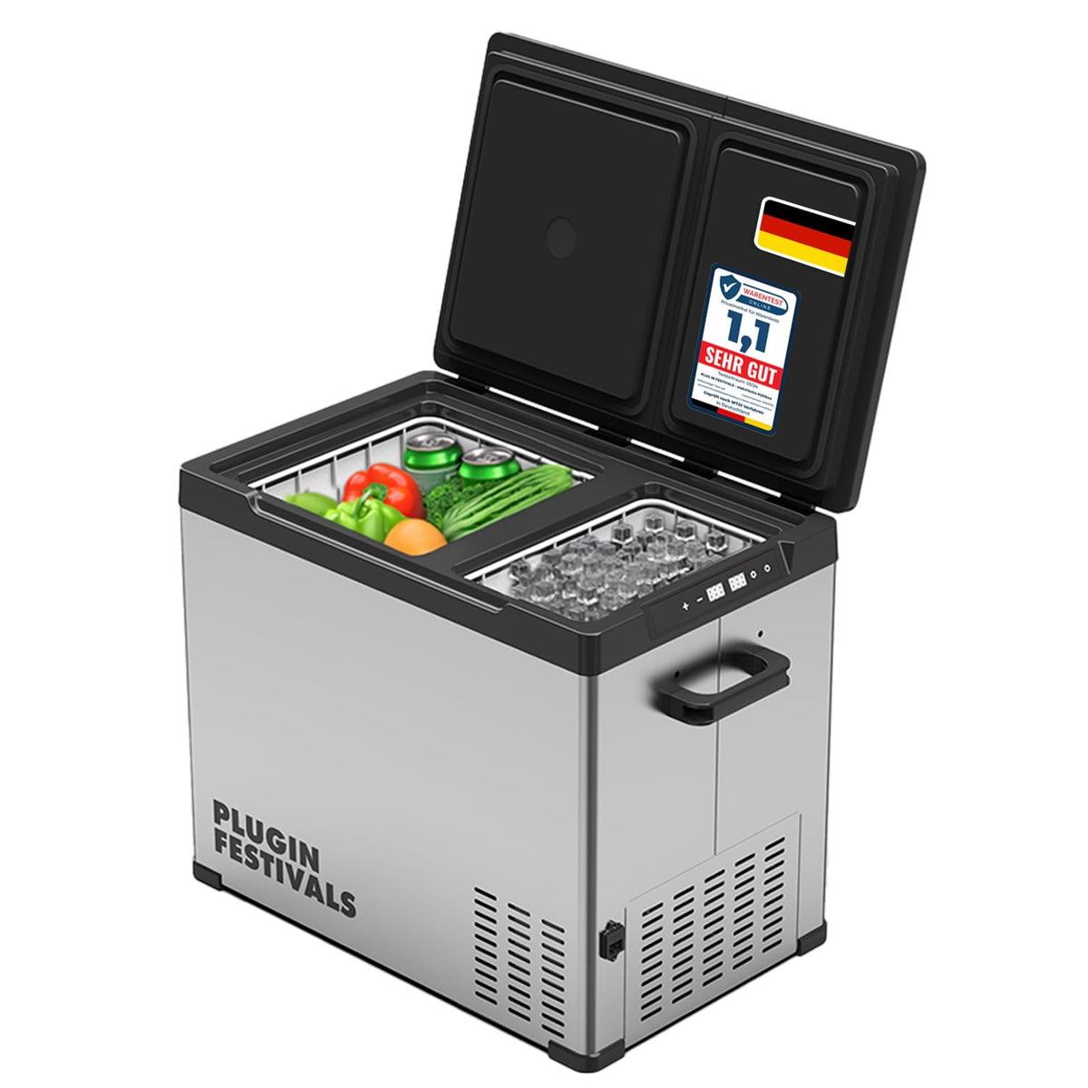 Elektrische Kompressor-Kühlbox IceCube DUAL 38 Liter mit zwei Kühlzonen, App-Steuerung und 12V/230V-Anschluss