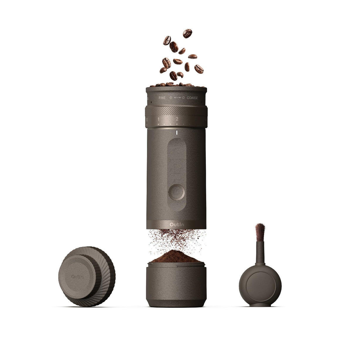 Elektrische Kaffeemühle Fino mit Kegelmahlwerk aus Edelstahl, 28 Mahlgrade, USB-C, tragbar, Tundra Brown