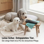 Akku-Haarschermaschine Arco Pro für Hunde und Katzen mit 1,5 mm Edelstahlklinge 120 Min Akkulaufzeit Aufsteckkämmen