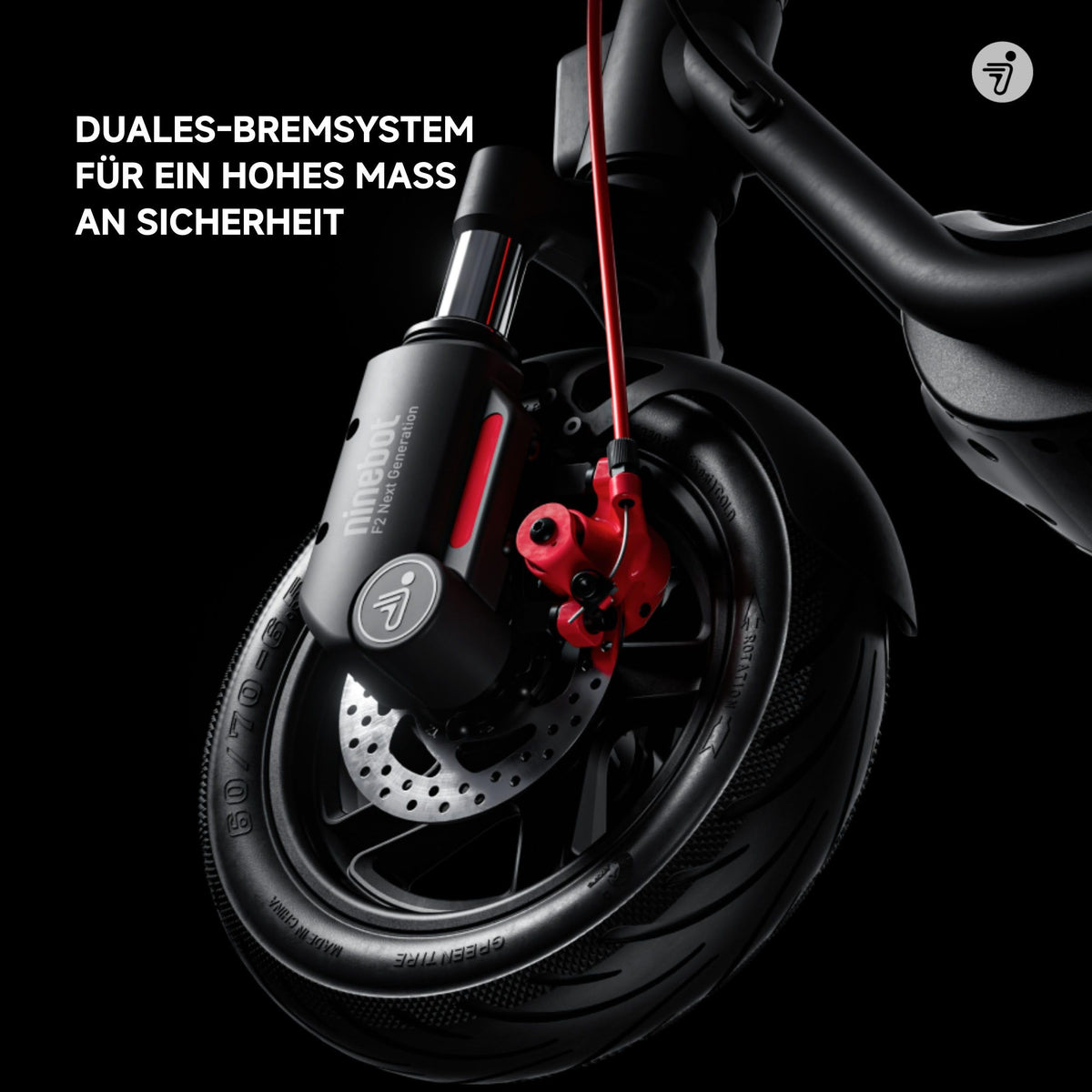 E-Scooter F2 Pro D II mit Straßenzulassung, bis zu 65 km Reichweite, 120 kg Tragfähigkeit und vorderer Doppelfederung, schwarz