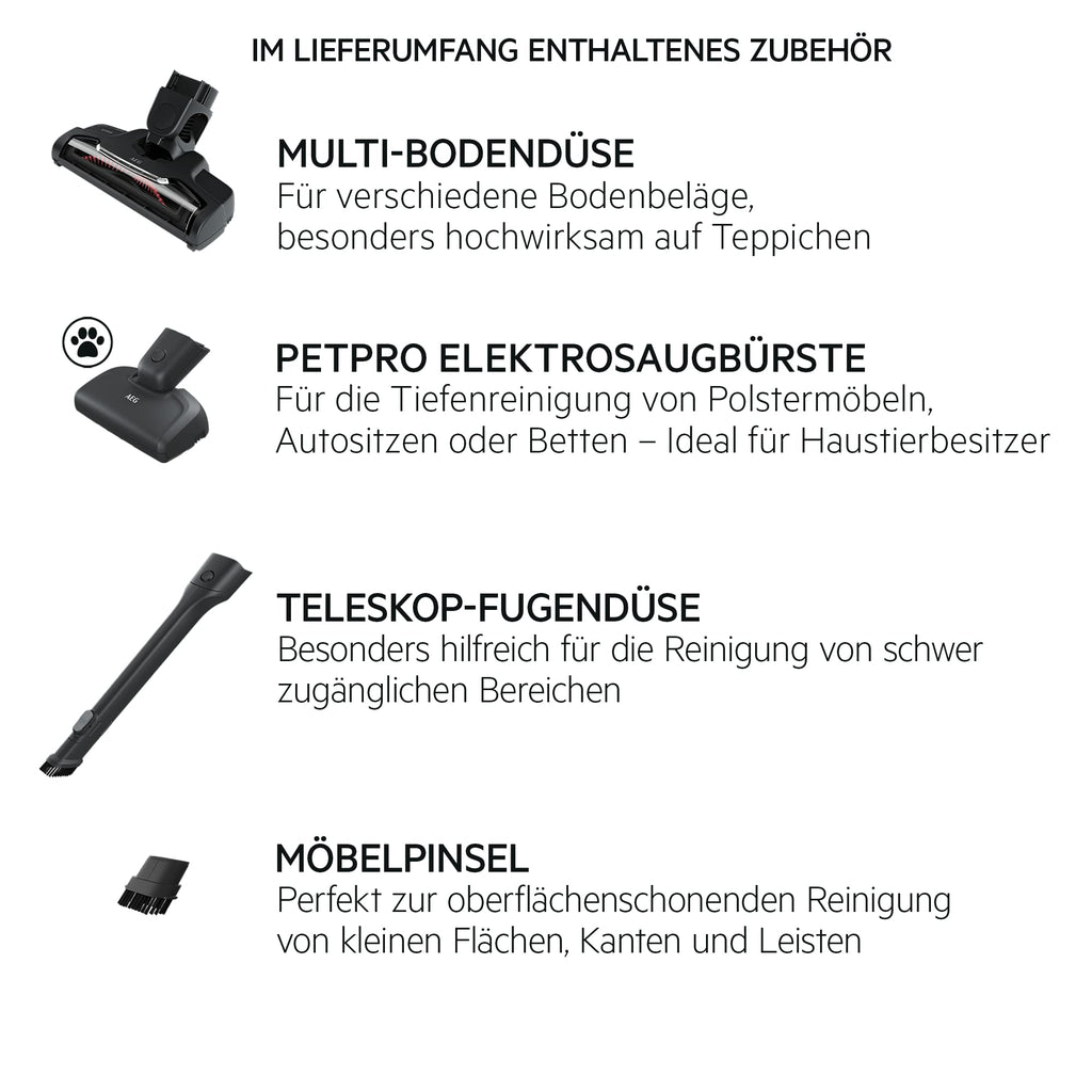 Akku-Staubsauger QX6 2in1 kabellos mit Tierhaardüse, 18 V und bis zu 45 Minuten Laufzeit