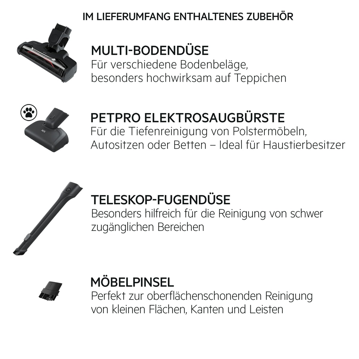 Akku-Staubsauger QX6 2in1 kabellos mit Tierhaardüse, 18 V und bis zu 45 Minuten Laufzeit