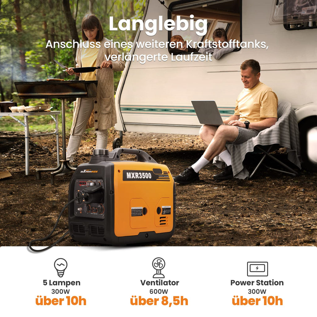 Inverter Stromerzeuger 3300W Benzin Stromgenerator 3000W Dauerleistung 230V leise für Camping und Zuhause
