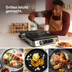 Kontaktgrill MultiGrill 9 Pro CG 9167 mit Grill-, Flach- und Waffelplatten, Temperaturfühler, 3 Grillpositionen und Boost-Funktion bis 265 °C