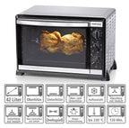 Back & Grill Ofen BG 1805/E, 42 Liter Edelstahl, 7 Heizarten, 80-230 °C, mit Drehspieß und Zubehör