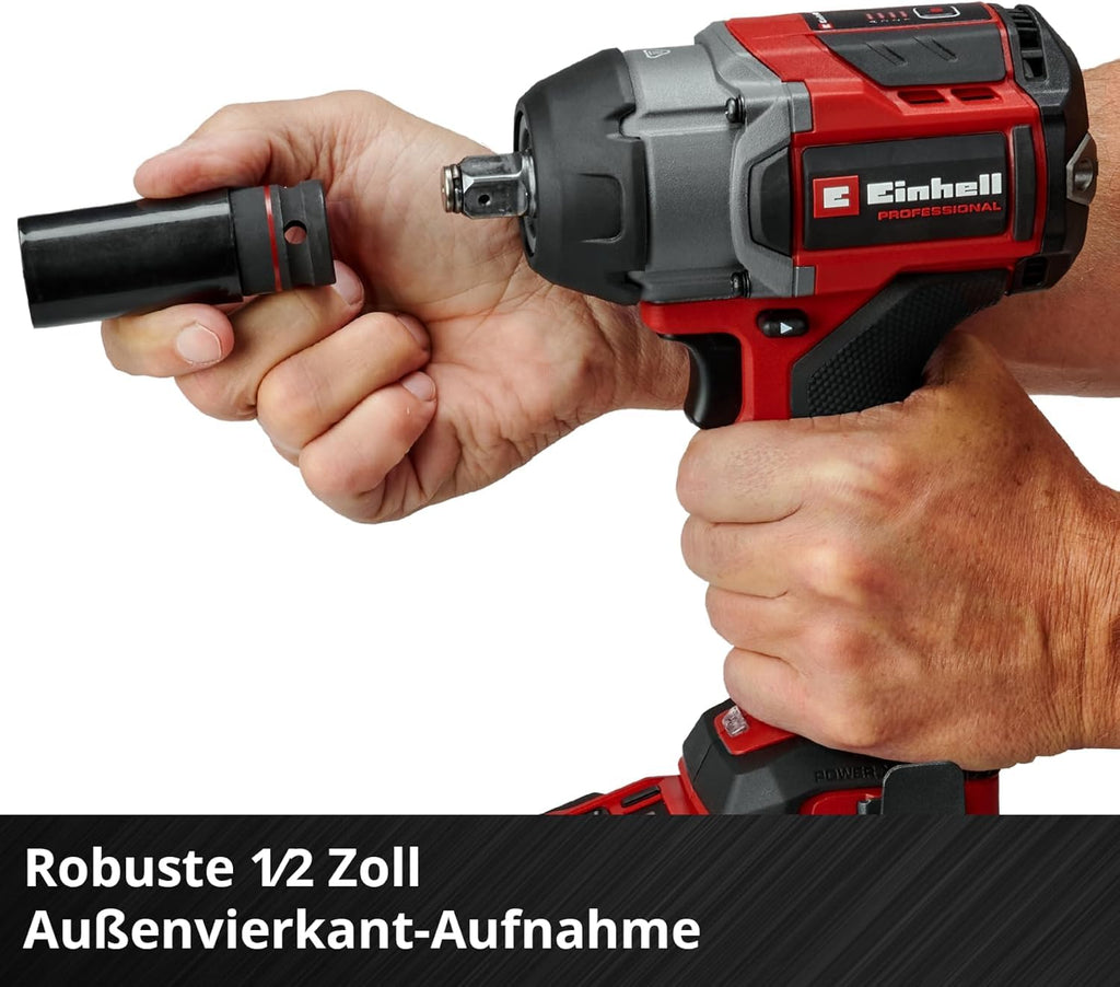 Akku-Schlagschrauber TP-CW 18/750-C Li BL Solo mit 750 Nm, 1/2 Zoll Vierkant, Bit-Adapter und Nuss-Set, ohne Akku und Ladegerät