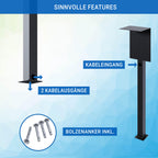 Wallbox Standfuß mit Dach aus pulverbeschichtetem Stahl, universelle Standsäule für Elektroauto-Ladestationen, 160 cm