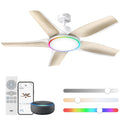 Deckenventilator mit Licht 132 cm dimmbare LED RGB-Ambientlicht DC-Motor App- und Alexa-Steuerung