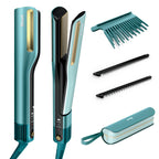 2-in-1 Haarglätter und Haartrockner SilkiPro mit Keramikplatten und 3 austauschbaren Kämmen, 230 °C, blau