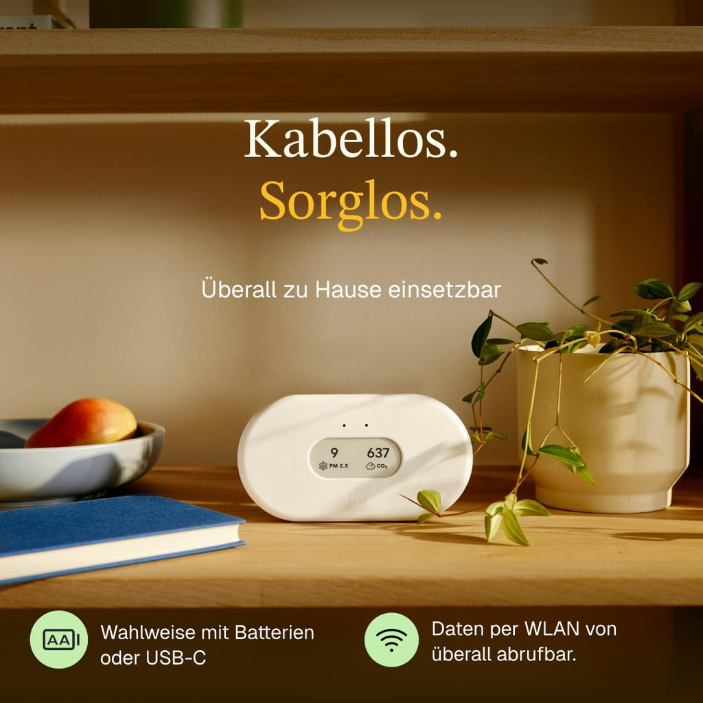 Radon- und Luftqualitätsmessgerät View Plus mit Feinstaub-, CO2-, VOC-, Luftfeuchtigkeits- und Temperaturmessung sowie Luftdruck