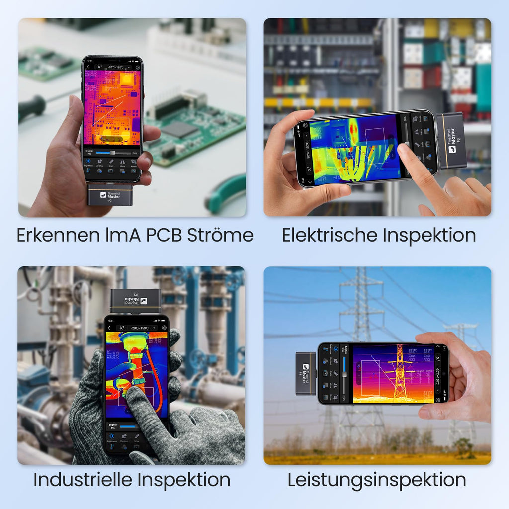 Wärmebildkamera P3 für iPhone und Android mit einstellbarem Objektiv 512 × 384 Superauflösung