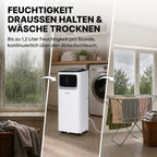 Mobile Klimaanlage 9000 BTU mit Luftentfeuchter und Ventilator, 3-in-1 Klimagerät für Räume bis 20 m², mit Abluftschlauch, Schiebefenster-Adapter