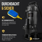Fäkalienpumpe 1500W mit HydroVortex X7 Schneidwerk und 20 m 2"""" Gewebeschlauch, inkl. Tragetasche