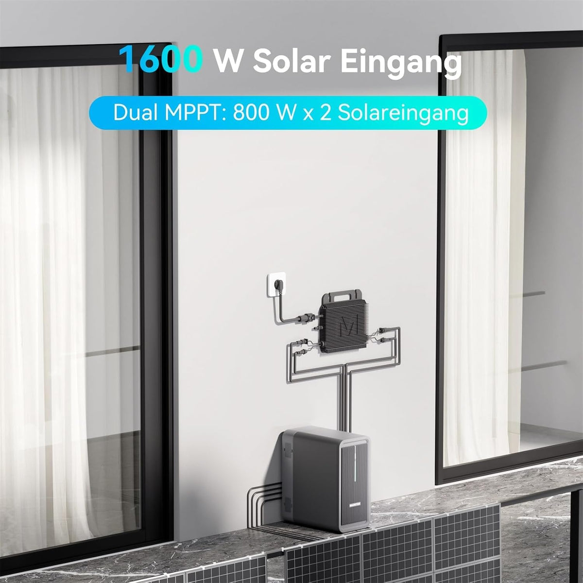 Balkonkraftwerk Speicher B2500-D 2240 Wh LiFePO4 Akku erweiterbar IP65 mit smarter Steuerung
