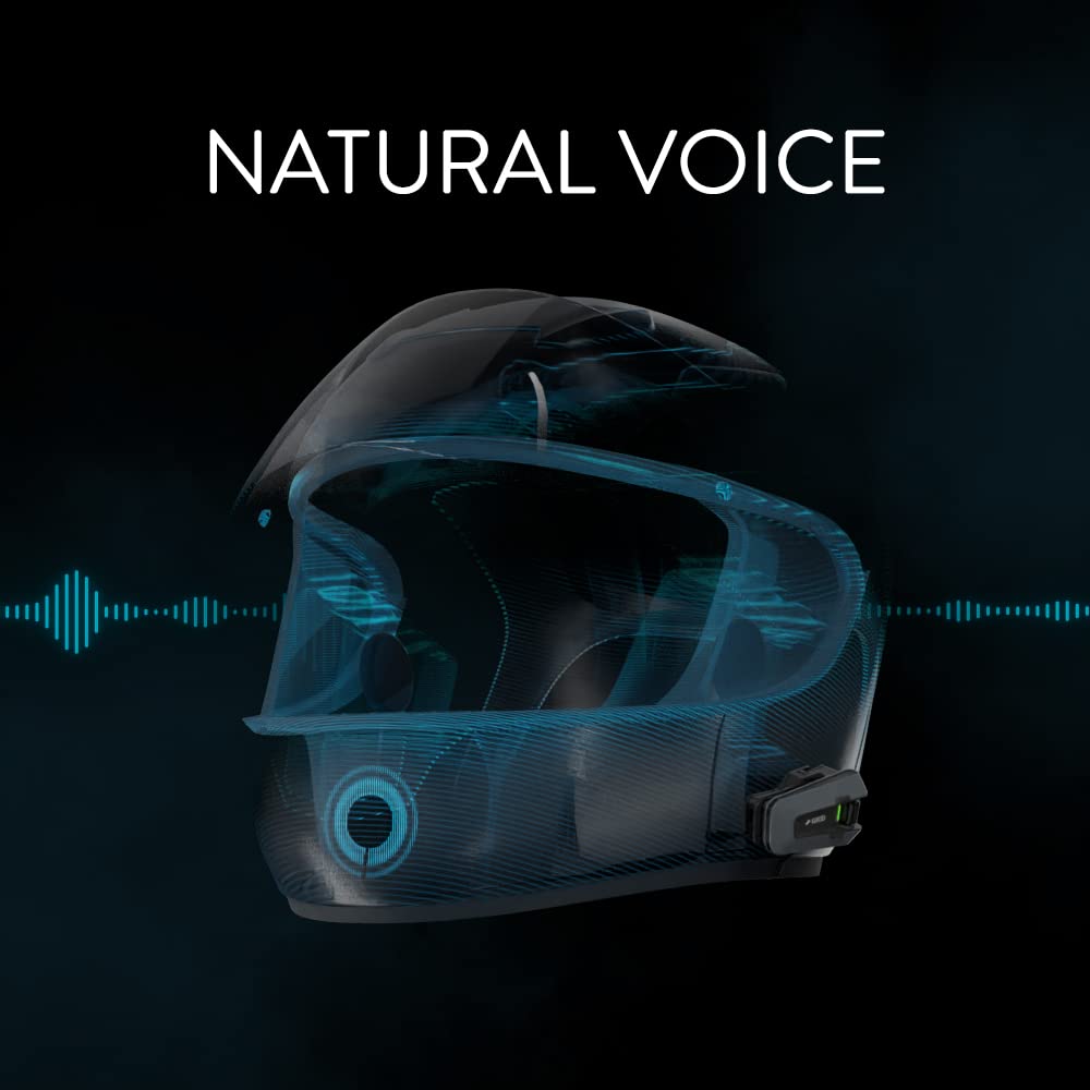 Motorrad-Kommunikationssystem PACKTALK Edge Single mit JBL-Sound, wasserdicht und Natural Voice Sprachsteuerung, Mesh bis 15 Fahrer
