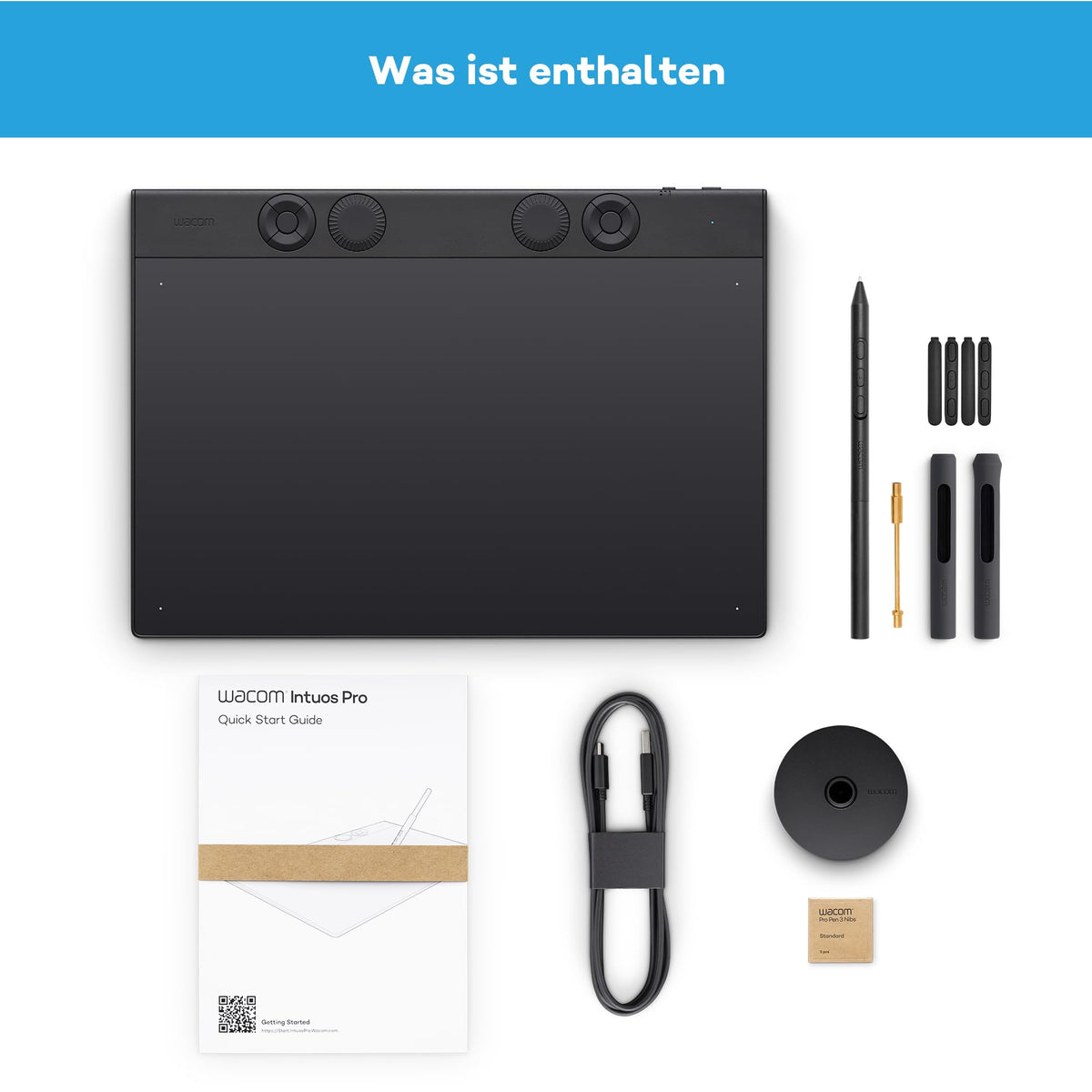 Grafiktablett Intuos Pro Medium 8192 Druckstufen Bluetooth USB mit Pro Pen 3 ExpressKeys 263 x 148 mm aktive Fläche