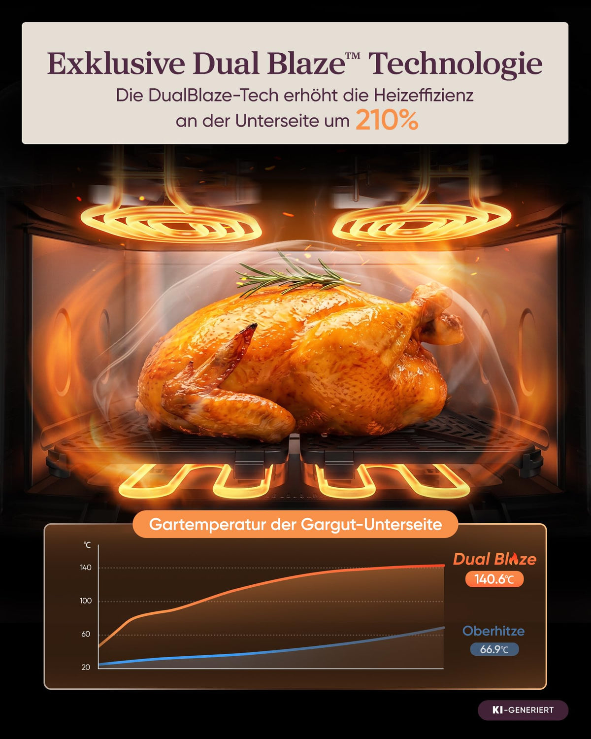 2-Kammer-Heißluftfritteuse Dual Blaze Twinfry Compact TF801 mit 8,6 L, 2200 W und PFAS-freier Keramikbeschichtung
