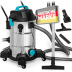 Teichsauger Schlammsauger 1200 Watt mit 35 Liter Behälter und Wasserrückführung inkl. Abpumppumpe und 3 Aufsätzen