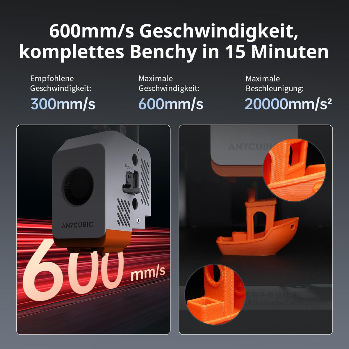 3D-Drucker Kobra S1 Combo mit Mehrfarbdruck in 4 Farben und Trocknen während des Druckens, 600 mm/s