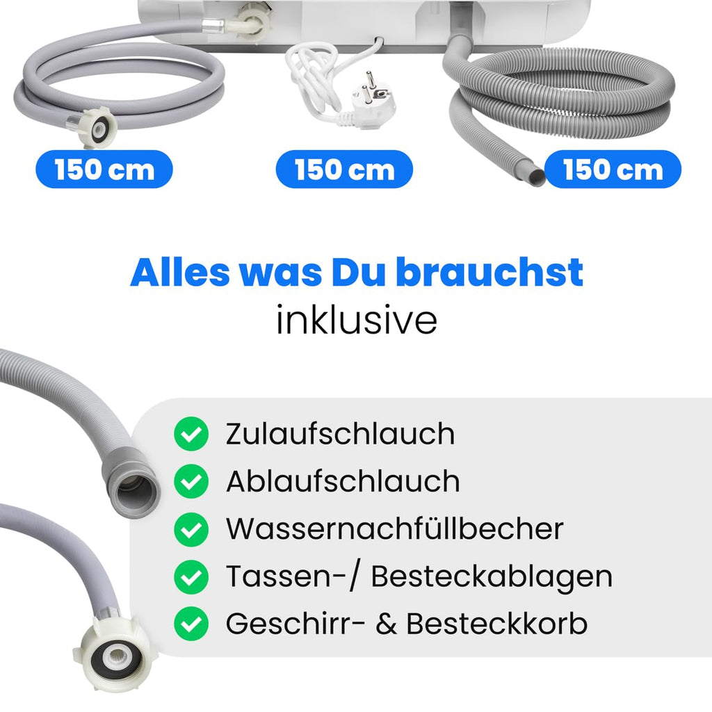 Tischgeschirrspüler TSG 5702 mit 5-Liter-Tank, 6 Programme und Frischluftfunktion, 3 Maßgedecke, inkl. Zulauf- und Ablaufschlauch