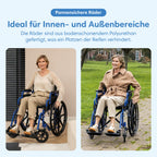 Faltbarer Rollstuhl, leicht mit 18,6 kg und 32 cm Faltbreite, Sitzbreite 46 cm, bis 136 kg, pannensichere PU-Reifen
