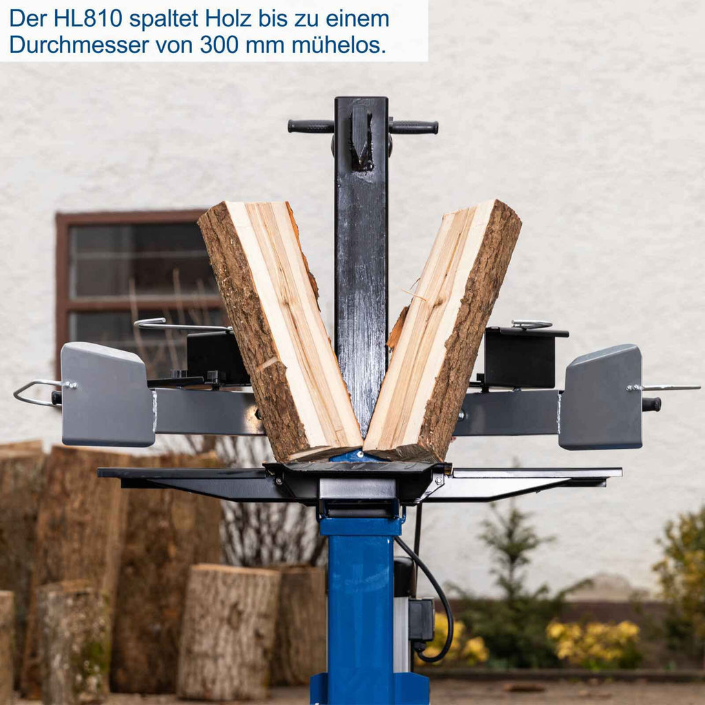 Holzspalter HL810 mit 8 t Spaltkraft und 3500 W Elektromotor für Brennholz bis 550 mm