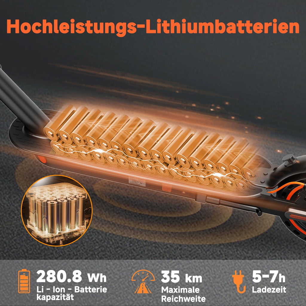 E-Scooter S3 mit Straßenzulassung ABE, 35 km Reichweite, 350 W Motor und App-Steuerung