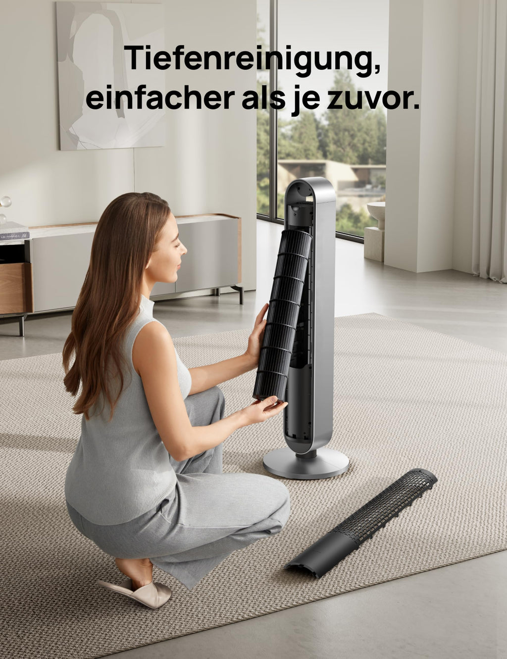 Turmventilator Pilot Max S, 120° oszillierend, 25 dB leise, 12 Geschwindigkeiten und 4 Modi, mit Fernbedienung und App-Steuerung