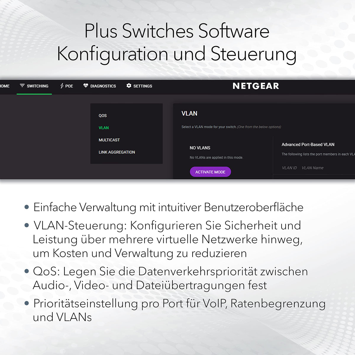 16-Port Gigabit Ethernet PoE Switch GS316EP mit 15x PoE+ 180W, 1x SFP und Managed Funktionen wie VLAN, QoS, IGMP Snooping, lüfterlos