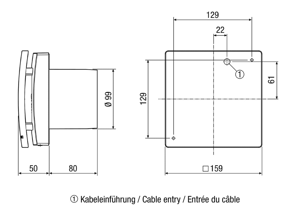 Kleinraumventilator Ø 100 mm 92 m³/h zweistufig mit elektrischem Innenverschluss Feuchteautomatik Bewegungsmelder Wand- und Deckenmontage