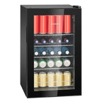 Flaschenkühlschrank 63 L mit Glastür, bis zu 89 Dosen, 4 Ablagen, LED-Beleuchtung, KSG 7287