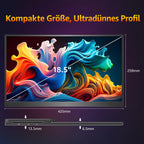 18,5 Zoll Tragbarer Monitor 1080P FHD IPS mit 100 Hz, 120 % sRGB, Lautsprechern, HDMI und USB-C für Laptop, MacBook, Surface, PC, Xbox, PS4/5