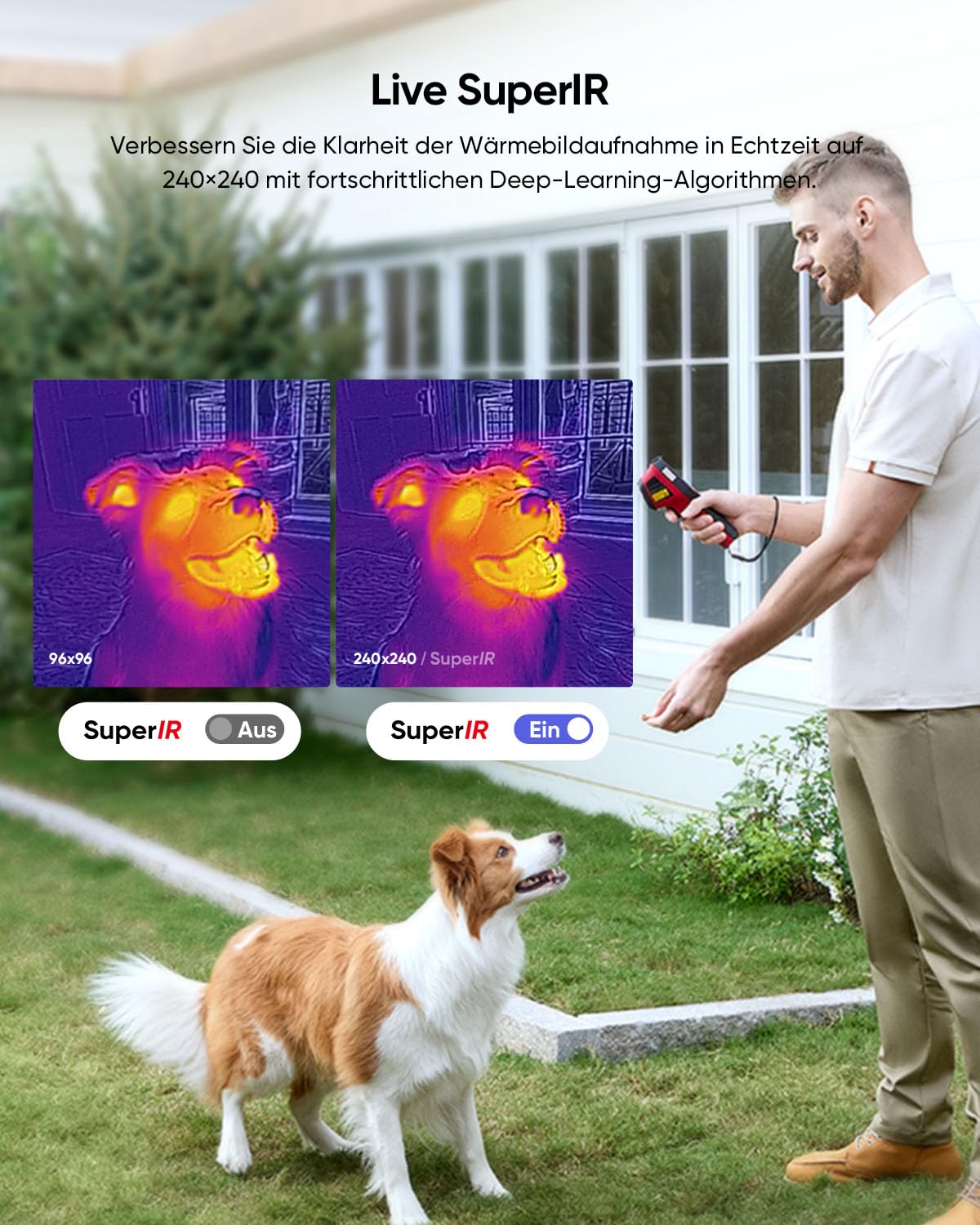 Wärmebildkamera E02 mit SuperIR 240 x 240 IR-Auflösung und visueller Kamera, 20 Hz, -20 °C bis 400 °C