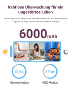 Babyphone mit 2 Kameras und 7"""" HD-Display, Split-Screen-Überwachung ohne WLAN, 6000mAh Akku, Nachtsicht und VOX-Modus