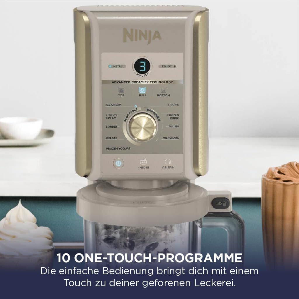 Eismaschine mit 2 Behältern à 710 ml, 10 Funktionen für Eiscreme, Sorbet, Milchshake und gefrorene Getränke, Stone Gold