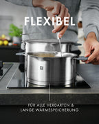 Kochtopf-Set Simplify 5-teilig mit integriertem Sieb Induktion Edelstahl Grau 16 bis 24 cm 1,5 bis 6 L