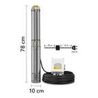 Edelstahl-Tiefbrunnenpumpe mit Schmutzsieb, 6000 l/h, 550 W, 5,8 bar, 58 m Hubhöhe, 10 cm Durchmesser