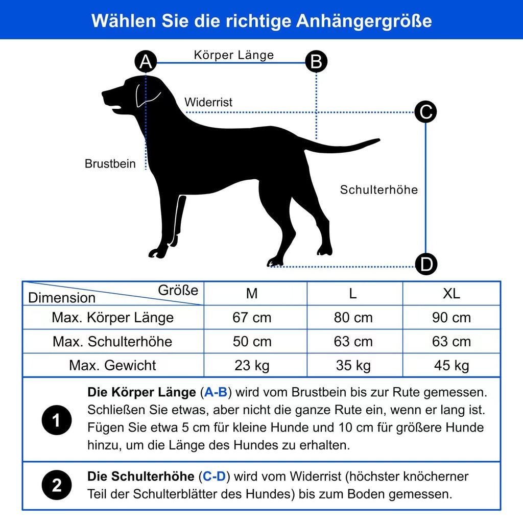 Hundeanhänger & Hundebuggy S-Line XL mit Federung, 2 in 1 Fahrradanhänger und Jogger bis 45 kg